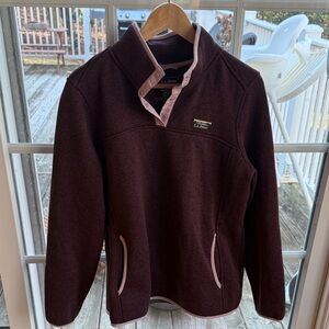 L.L. Bean Burgundy Fleece with Light Pink Trim
